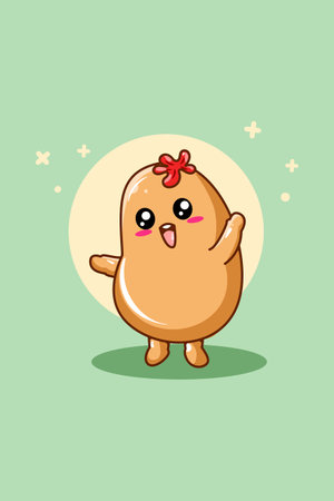 Cute and funny potato cartoon illustrationのイラスト素材