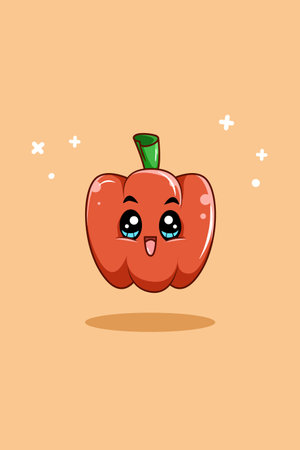 Cute and funny paprika cartoon illustrationのイラスト素材