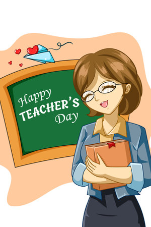 Design character of happy teacher's day cartoon illustrationのイラスト素材