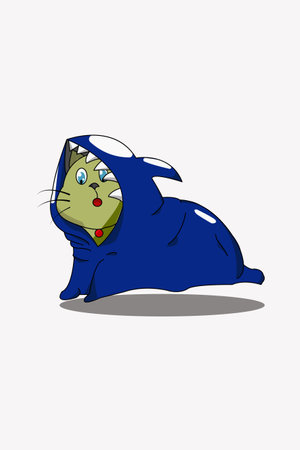 Cute cat with costume cartoon illustrationのイラスト素材