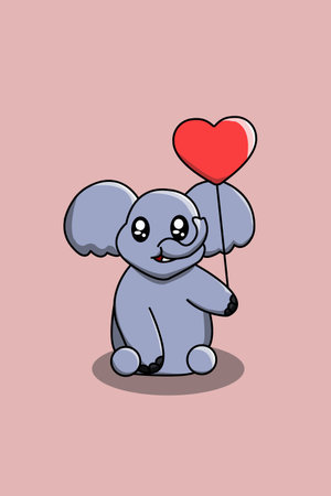 Cute happy elephant cartoon illustrationのイラスト素材