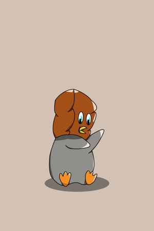 Cute penguin with box cartoon illustrationのイラスト素材