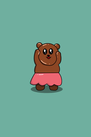 Cute happy bear cartoon illustrationのイラスト素材