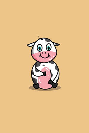 Cute cow animal cartoon illustrationのイラスト素材