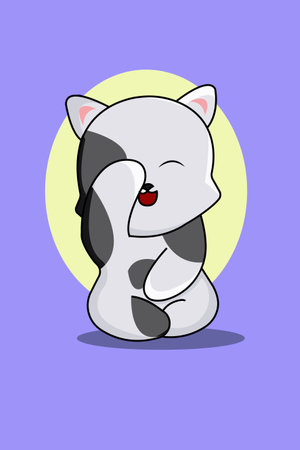Cute cat animal cartoon illustrationのイラスト素材