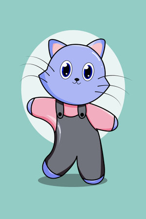 Cute cat animal cartoon illustrationのイラスト素材