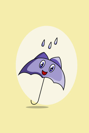 Cute umbrella cartoon illustrationのイラスト素材