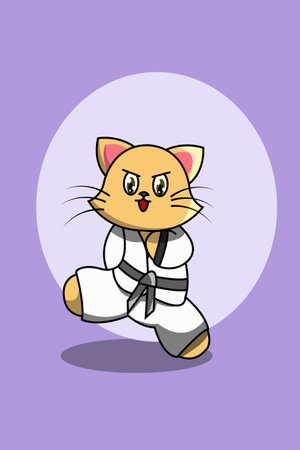 Cute cat wit sport animal cartoon illustrationのイラスト素材