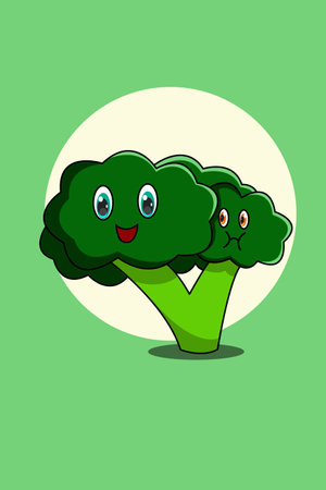 Cute broccoli cartoon illustrationのイラスト素材