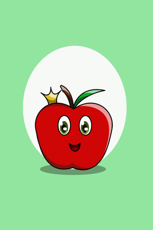 Cute apple cartoon illustrationのイラスト素材
