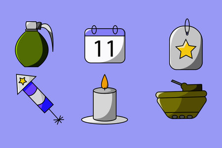 Icon set of veterans illustrationのイラスト素材