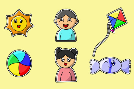 Icon set of world children illustrationのイラスト素材