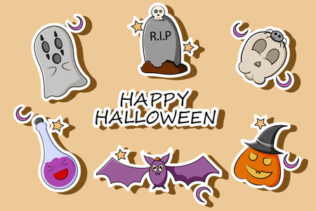 Sticker set of halloween illustrationのイラスト素材