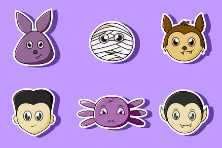 Sticker set of halloween illustrationのイラスト素材
