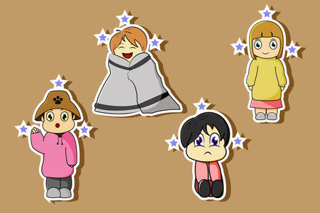 Cute sticker set of children day illustrationのイラスト素材