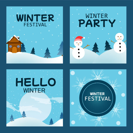 Winter holiday social media postのイラスト素材
