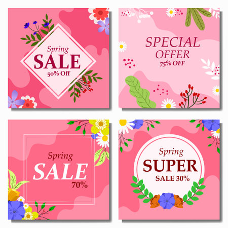 Spring sale social media postのイラスト素材