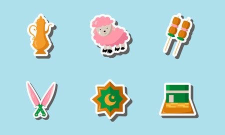 Islamic Sticker Collection Designのイラスト素材