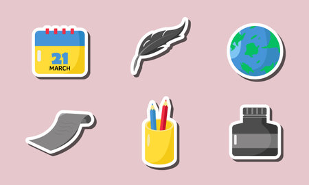 Poetry Day Sticker Set Collection Designのイラスト素材
