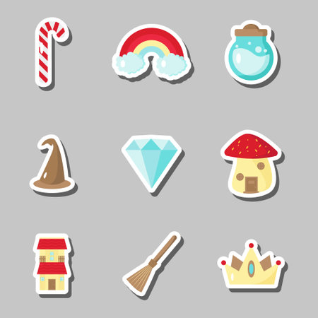 Magic Fantasy Sticker Set Collection Designのイラスト素材