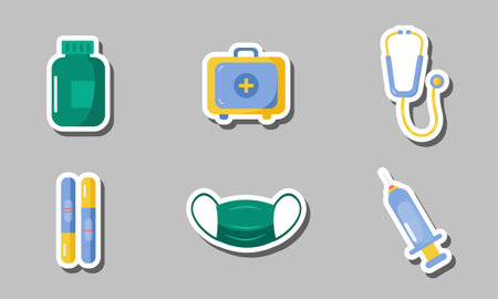 Doctor Day Sticker Set Collection Designのイラスト素材