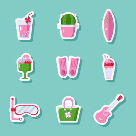 Summer Concept Stickerのイラスト素材