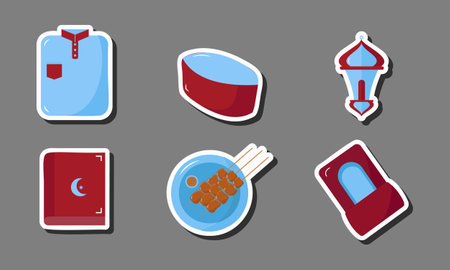 Islamic Icon Sticker Set Collection Designのイラスト素材