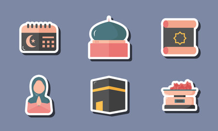 Set of Islamic Icon Sticker Designのイラスト素材