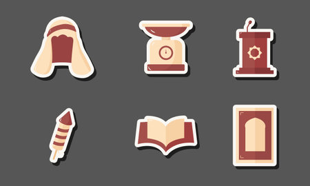 Islamic Icon Sticker Set Designのイラスト素材