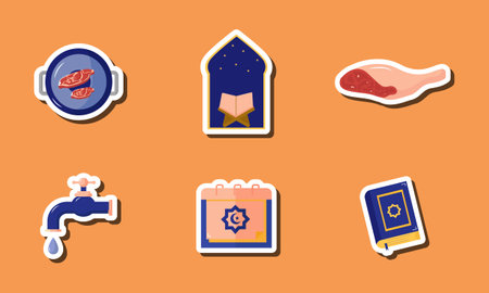 Islamic Icon Sticker Set Collectionのイラスト素材