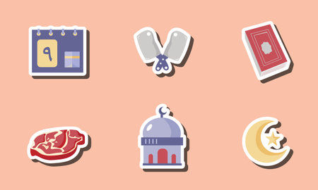Islamic Icon Sticker Set Designのイラスト素材