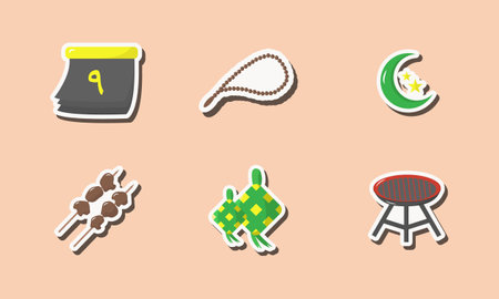 Islamic Mubarak Sticker Collection Designのイラスト素材
