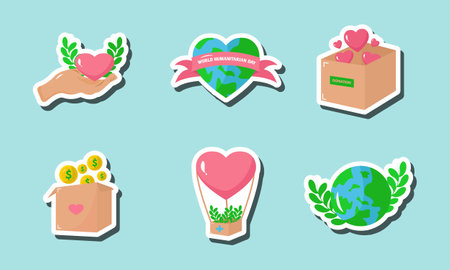 World Humanitarian Sticker Set Collectionのイラスト素材