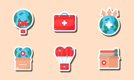 Humanitarian Day Sticker Conceptのイラスト素材