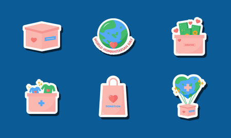 World Humanitarian Sticker Set Collectionのイラスト素材
