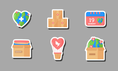 World Humanitarian Sticker Concept Designのイラスト素材