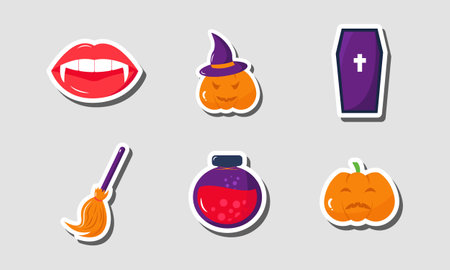 Halloween Pumpkin Sticker Collectionのイラスト素材