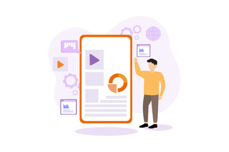 Digital Marketing Flat Design Illustrationのイラスト素材