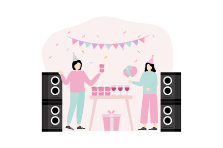 Birthday Party Flat Designのイラスト素材