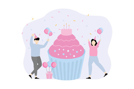 Birthday Party Flat Designのイラスト素材