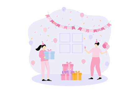 Birthday Party Flat Designのイラスト素材