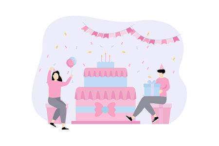 Birthday Party Flat Designのイラスト素材