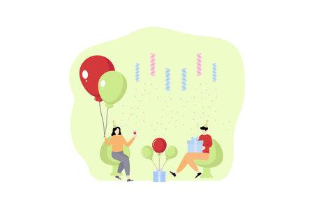 Birthday Party Flat Designのイラスト素材