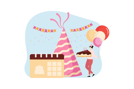Birthday Party Flat Designのイラスト素材