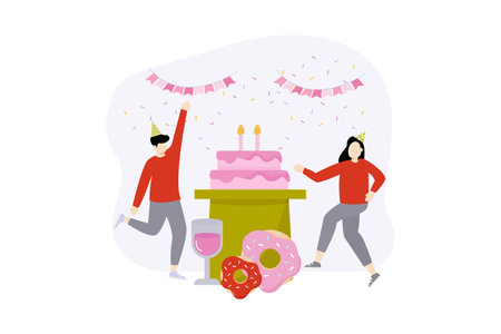 Birthday Party Flat Designのイラスト素材