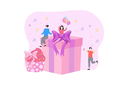 Birthday Party Flat Designのイラスト素材