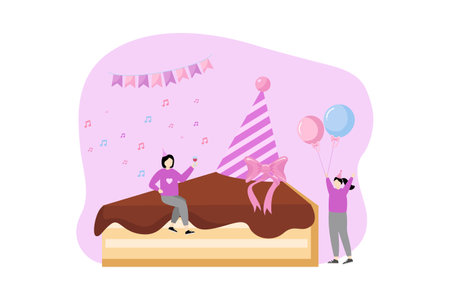 Birthday Party Flat Designのイラスト素材