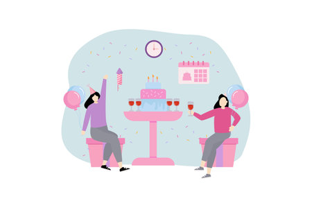 Birthday Party Flat Designのイラスト素材