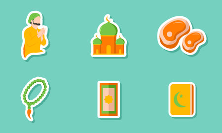 Islamic Icon Set Sticker Designのイラスト素材