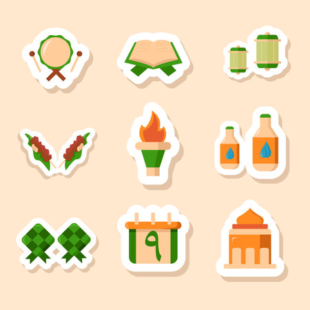 Islamic Icon Set Sticker Designのイラスト素材